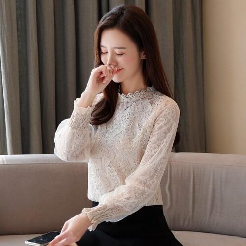 All-match fairy fan top, sweet lace bottoming shirt with white lantern sleeves, western style shirt