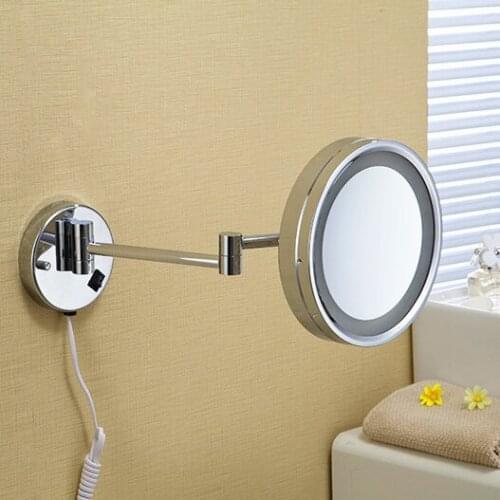 Vidric Bath Mirrors 8"Wall Mounted Round One Side Bathroom Mirror LED Makeup Cosmetic Mirror Magnifying Ladys Private Mirror 2