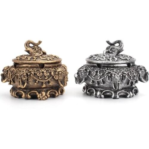 Vintage Elephant Decorative Windproof Ashtray with Lid Portable Decorative Ash Tray Cigarette Holder Tobacco Smoking