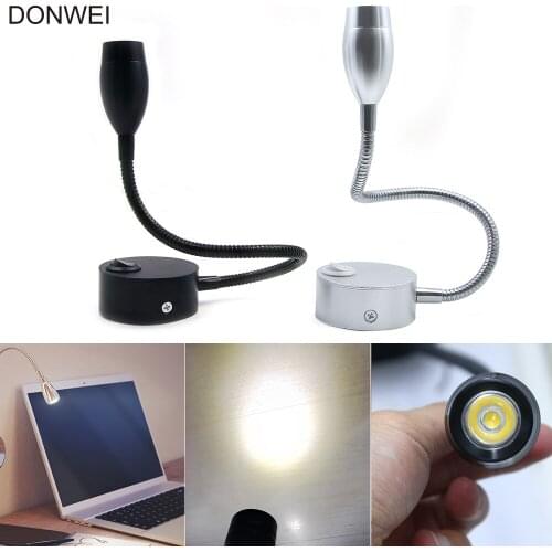 Indoor Wall Surface Mounted Flexible Hose 3W LED Spotlight with Switch Wall Lighting for Bedside Bathroom Clothing Store Mirror