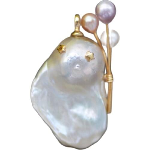 Z11217 A+ 35mm White Baroque Pearl Halloween Balloons Ghost Pendant Women Fine jewelry
