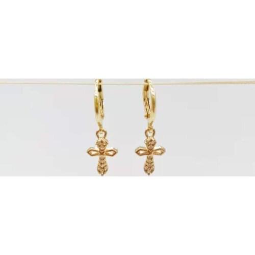 Simple Cross Zircon Drop Earrings Pendants Charms 14K Gold Filled Hoops For Women Girl Fashion Jewelry Gift Classic 2020 Trend