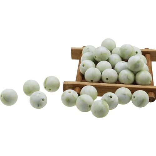 100pcs marble Silicone 10mm beads Loose Teether Beads Baby Toy Teether Chew BPA Free Food Grade DIY Jewelry Necklace Making