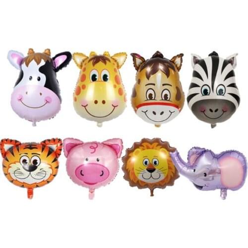 2pcs Jungle Animal Tiger Lion Monkey Zebra Giraffe Cow Air Helium Balloons Kids Safari Birthday Party Decor Zoo Theme Supplies