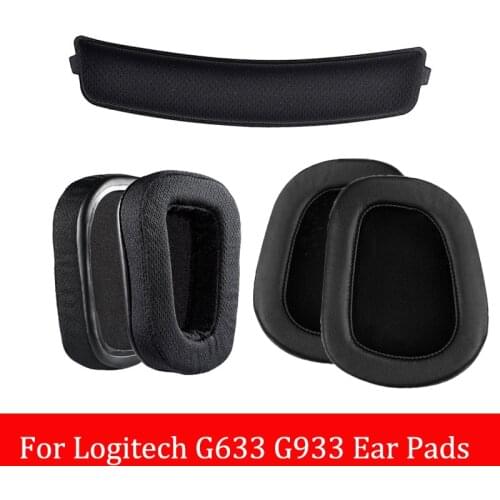 Headphone Earpads Covers for Logitech G633 G933 Headphone Cushion Pad Replacement Ear Pads Head Beam Sponge 1Pair Ear cotton2pcs