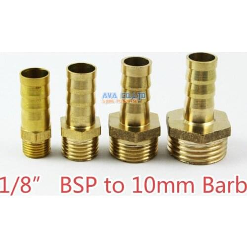 20 Pieces Brass Male 1/8" BSP to 10mm Barb Hose Tail Fitting Fuel Air Gas Water Hose Connector Coupler