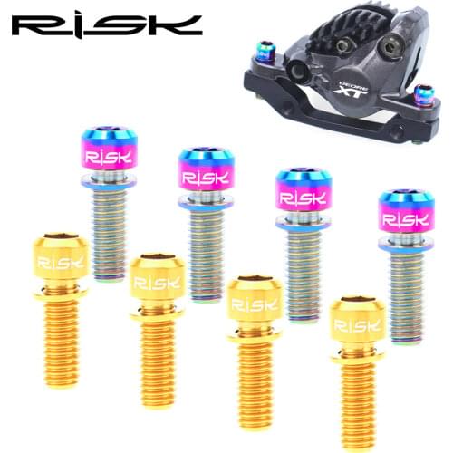 4pcs Risk Titanium Alloy M5*18/20mm Bicycle Bolts with Washer MTB Mountain Bike Disc Brake Fixing Screw Ultralight Cycling Bolts