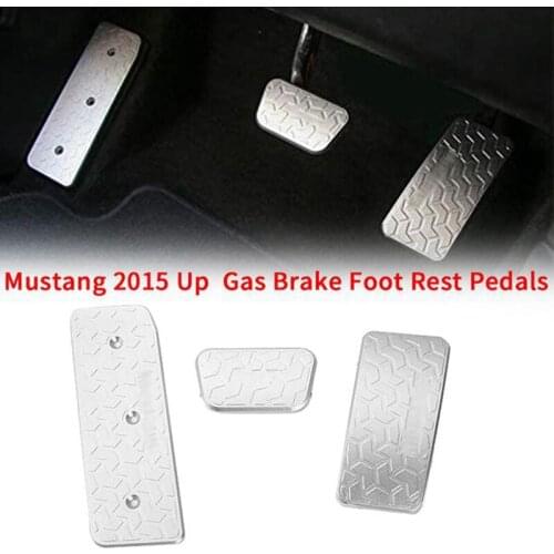 Aluminum Alloy Car Left Foot Step Pedal Foot Rest Pedal Cover Anti Slip Plate Panel for Ford Mustang 2015 + Car Styling