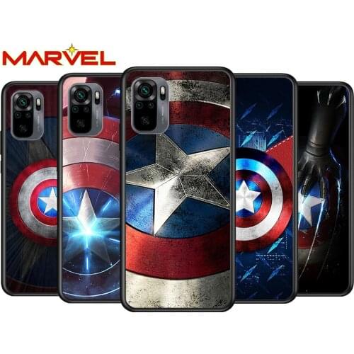 Shield captain america marvel for Xiaomi Redmi Note 10 10S 9 9T 9S 9Pro Max 8T 8Pro 8 7 6 5 Pro 5A 4X 4 Soft Black Phone Case