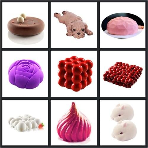 Art Cake Decorating Mold 3D Silicone Molds Baking Tools For Heart Round Cakes Chocolate Brownie Mousse Make Dessert Pan
