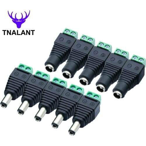 Female Male DC Connector 5.5mm x 2.1mm Power Jack Adapter Plug Cable Connector For LED Strip Security Cameras