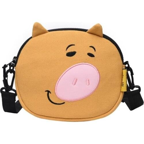 Canvas female lovely girl little pig bag Slant Single Shoulder Zipper Solid soft Casual occasion shoulder bag