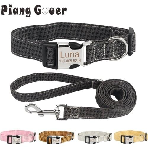 Customized Pet Collar Leashes Set Personalized Dog Collar Leash Pet ID Tag Nameplate Collar for Small Medium Large Dog