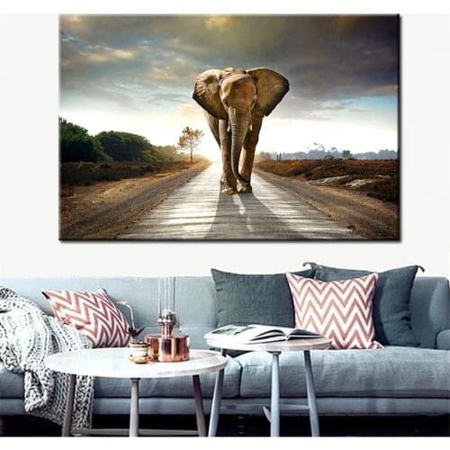 Animals Canvas Painting Wall Art Picture Posters and Prints African Wild Elephant Wall Art Picture for Living Room Home Decor