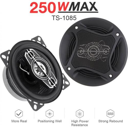 2pcs 4 Inch 10cm 12V 250W Car Coaxial Speaker Auto Audio Music Stereo Full Range Frequency Hifi Non-destructive Installation
