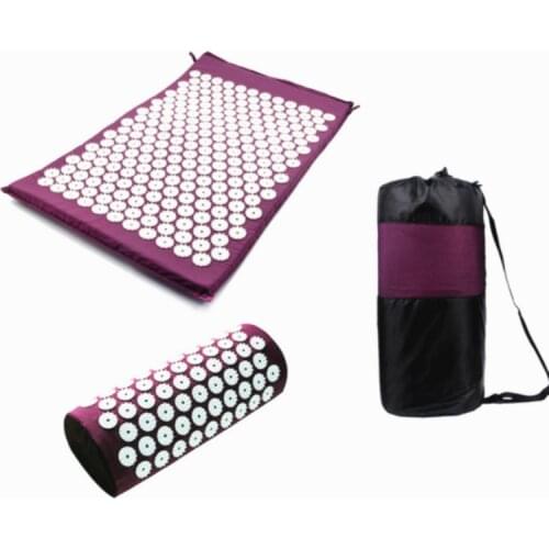 Yoga Acupressure Mat Pillow Massager & Relaxation Acupuncture Mat w/Bag-Relieve Head Back Foot Pain Stress Tension