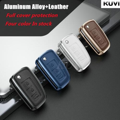 Aluminum Alloy Leather Car Flip Key Case Cover For Nissan X-Trail Qashqai J11 Juke Murano Micra Tiida Maxima Altima Kicks Holder
