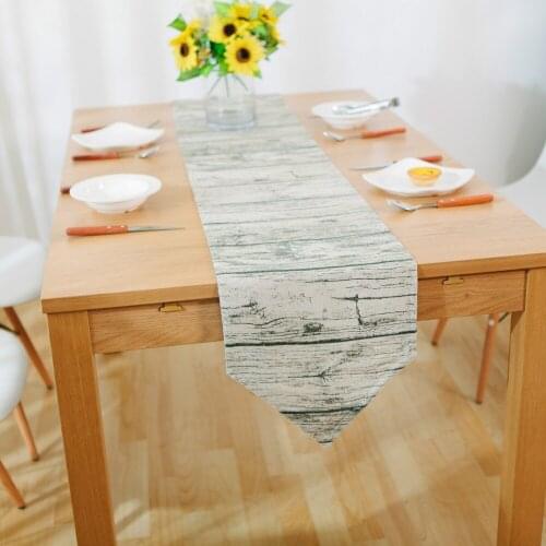 Retro Wood Grain Creative Cotton/Linen Table Runner Home Deco Tea Table Flag Cloth Cover Wedding Party Accessory
