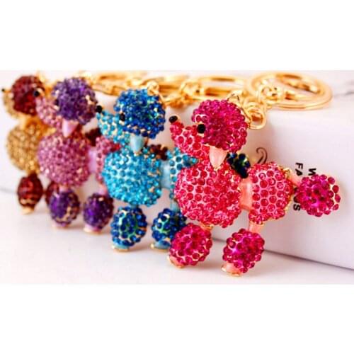 Korean creative cute poodle keychain car keychain animal metal pendant female bag accessory key ring