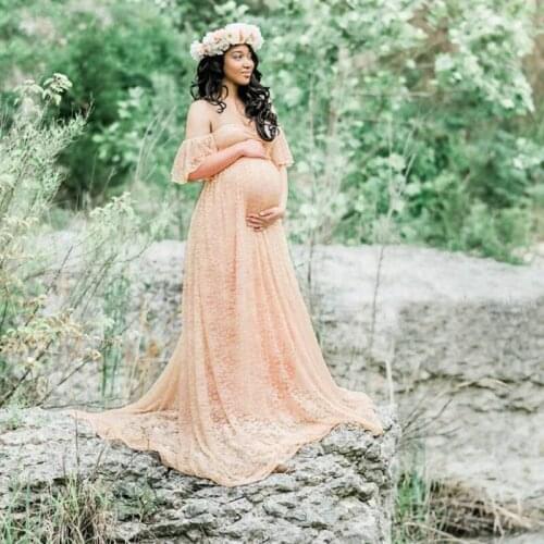 Maternity Lace Maxi Gown Photography Props Plus Size Dress Photography Dresses For Photo Shoot Pregnant Dresses hamile elbise