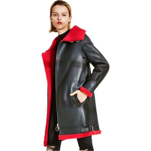 Denny&Dora Shearling Sheepskin Bomber Jacket Long Styel