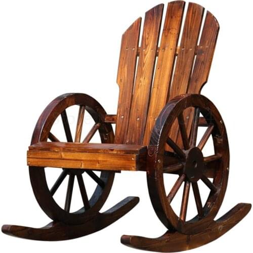 Small Garden Courtyard Rocking Chair Balcony Leisure Rocking Chair Solid Wood Lazy Household Chair Single Recliner Swing