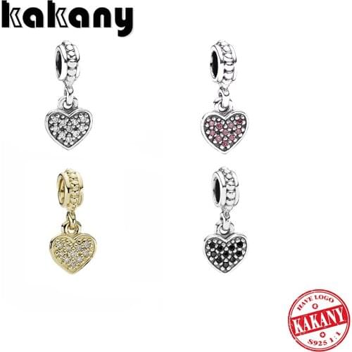 Fashion High Quality 100% S925 Sterling Silver Shiny Stone Love Heart Pendant Original Diy Jewelry Suitable For Women