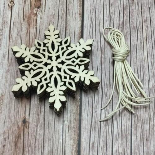 Set of 30 pcs christmas ornaments wood laser cut xmas tree decoration snowflake rustic christmas decor