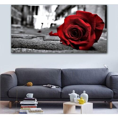 Red Ross Picturs Wall Art HD Flower Canvas Painting Black White Prints Posters for Bed Room Decor Nordic Wall Painting