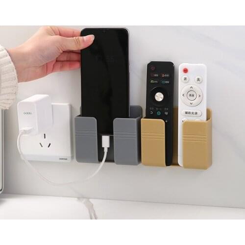 Paste Type Wall Mobile Phone Charging Bracket Multi Function Creative Wall Hanging Shelf Hole Free Bedside Mobile Phone Bracket