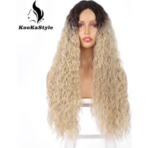 Synthetic Wigs Afro Kinky Curly Wigs for Black Women Long Deep Wave Wigs Hai High Temperature Half Hand Tied Cosplaly Wigs Party