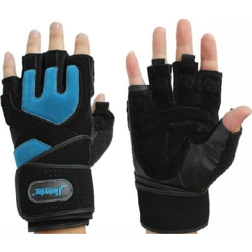 Pro Genuine Leather Fitness thicken Sports men durable Gym Gloves mitts Weight lifting Weightlifting with 47cm wrist protect