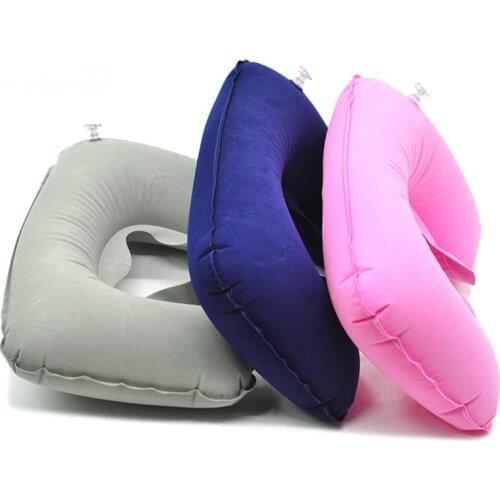 Portable Inflatable U-Shape Flocked Pillow Neck Rest Car Travel Comfort Headrest Car Flight Travel Soft Nursing Cushion