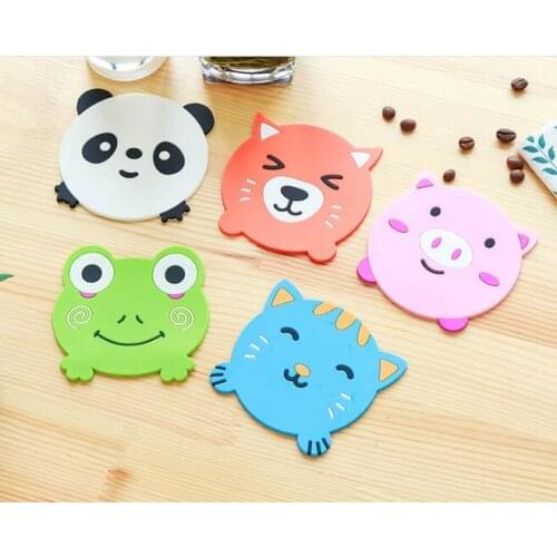 1PC Silicone Cartoon animal Cute Cup Coaster Nonslip Place Mat pads Cup Cushion Minions Tea Cup Holder ENX 023