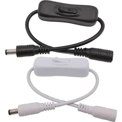 Light Switch DC 5.5 x 2.1mm 12V Male Plug to Female Jack Power Cable ON OFF Inline 304 Switch Connector for LED Strip Light Lamp