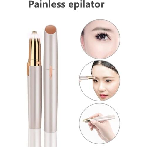 Facial Hair Remover Discreet Pain-Free Epilator Lipstick Shape Women Painless Electric Eyebrow Hair Remover Brows TSLM1