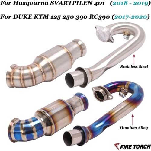 For KTM 125 250 390 RC390 2017-2020 Husqvarna SVARTPILEN 401 Motorcycle Exhaust Modified Front Link Pipe Catalyst Delete Pipe