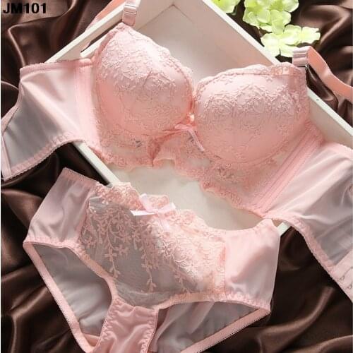 Japanese Korean Young Girl Adjustable Thickening Bras Summer Fashion Womens Underwear Sexy Lace Soft Comfortable Gather Bra Set