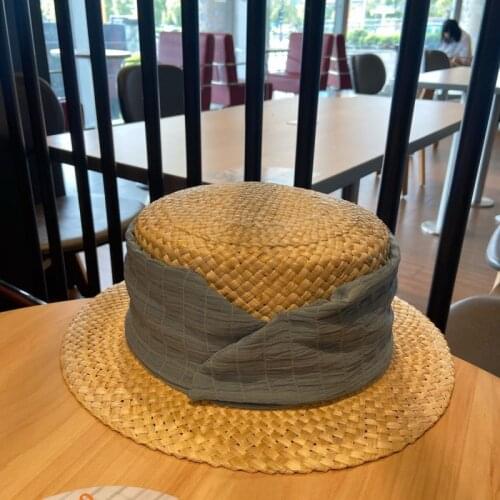 2021 Women Natural Wheat Straw Hat Ribbon Tie Brim Boater Hat Beach Sun Hat Cap Lady Summer Wide Brim UV Protect Hats