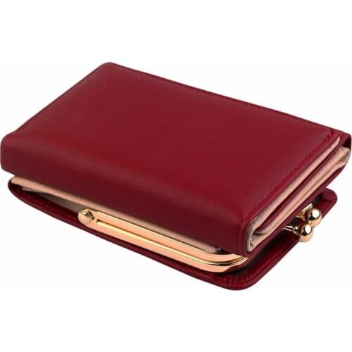 Wallet Women 2021 Lady Short Women Wallets Black Red Color Mini Money Purses Small Fold PU Leather Female Coin Purse Card Holder