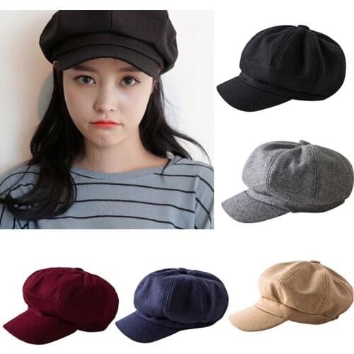 Fashion Elegant Newsboy Hat Wool Blend Beret Women Autumn Winter Octagonal Cap Artist Painter Cap 5 Colors