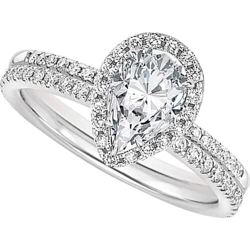 Water Drop Shaped Full Diamond Love Shaped Ring Diamond Wedding Engagement Rings For Women Jewelry Gift Free Shipping