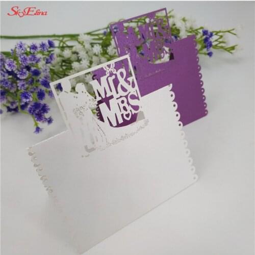 10pcs Laser Cut MR & MRS Place Card Table Name Card Wedding Party Bridal Table Decoration Shower Seat Card 7z