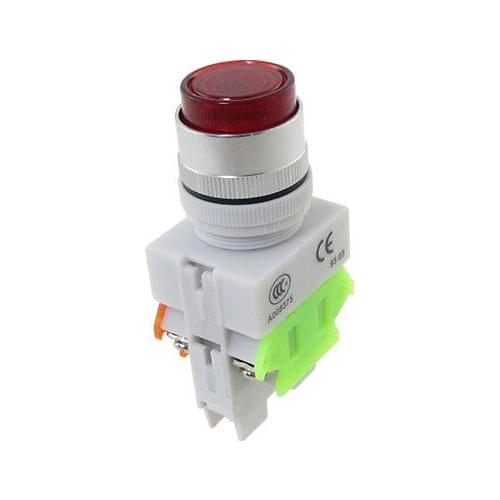 220V AC Light Illuminated Red Momentary Push Button Switch 22mm DPST 1 NO 1 NC
