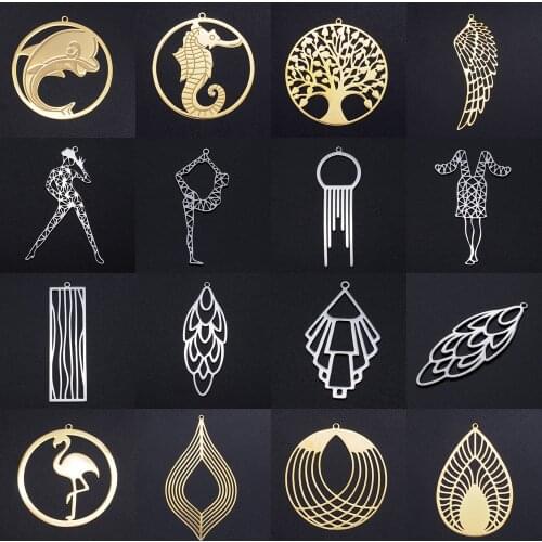 3pcs/lot Big Yoga angel wing diy stainless steel pendant wholesale dream catcher tree of life jewelry bracelet earring charms