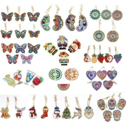 5D DIY Diamond Painting Keychain Christmas Gift 4/5pcs Diy Special Full Drill Cross Stitch Woman Girl Jewelry Keyring Ornaments