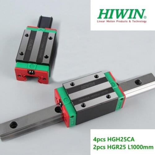 4pcs Original HIWIN HGH25CA linear slide carriage block + 2pcs HGR25 -1000mm Linear guide rail