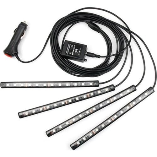 4PCS Car LED Strips Interior Floor Atmosphere Light RGB Phone APP RF Control 23GC
