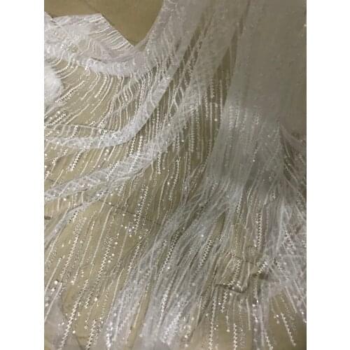 5yard/lot New arrival embroidered tulle Fabric with beads Fashion J-10518 Embroidered lace fabric