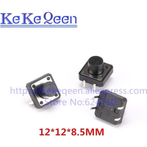 50Pcs/Lot 12x12x8.5 12x12x8.5MM Touch Button Micro Switch Direct Plug-in Self-reset 12*12*8.5mm keys button DIP 4PIN 12*12*8.5